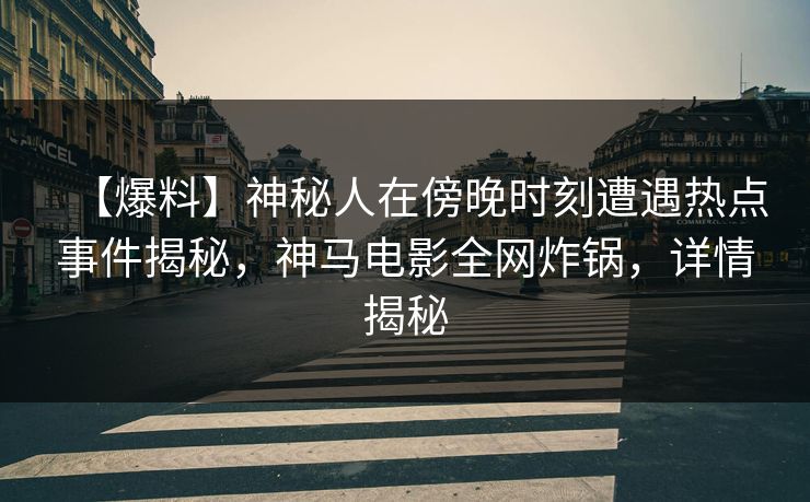 【爆料】神秘人在傍晚时刻遭遇热点事件揭秘，神马电影全网炸锅，详情揭秘