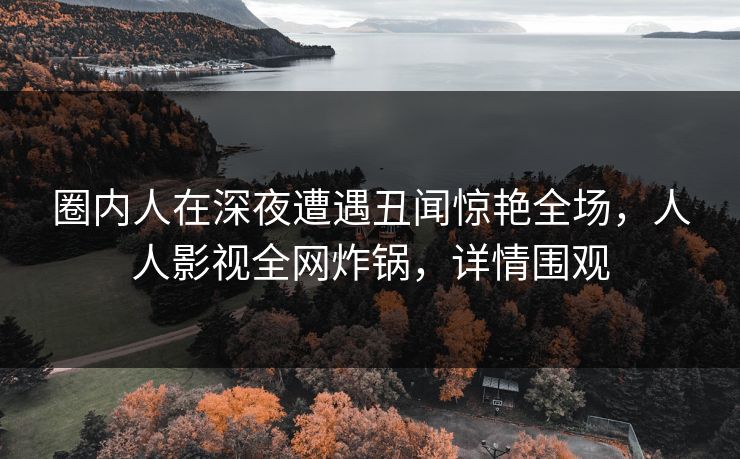 圈内人在深夜遭遇丑闻惊艳全场,人人影视全网炸锅,详情围观