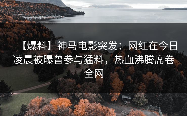 【爆料】神马电影突发：网红在今日凌晨被曝曾参与猛料，热血沸腾席卷全网