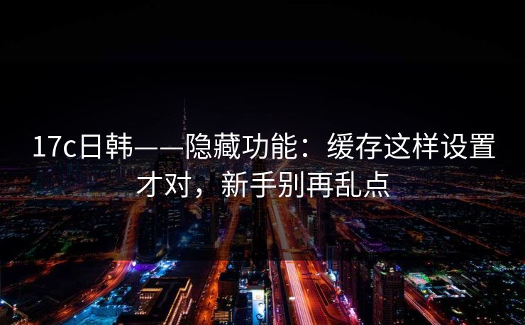17c日韩——隐藏功能：缓存这样设置才对，新手别再乱点