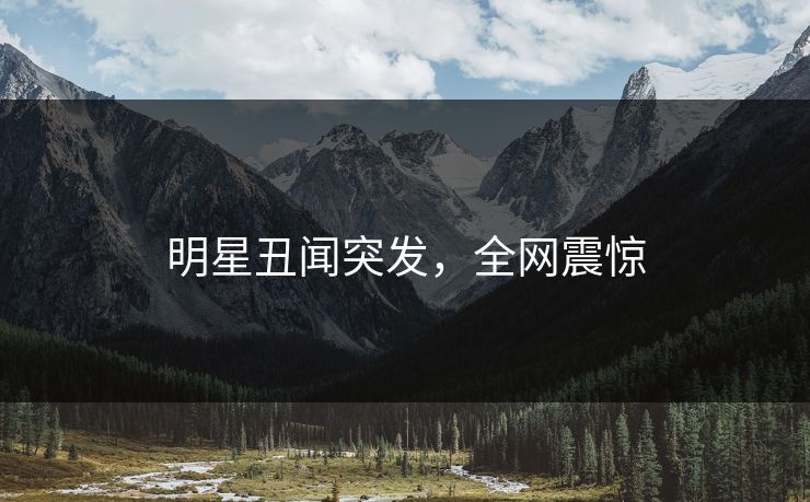 明星丑闻突发，全网震惊